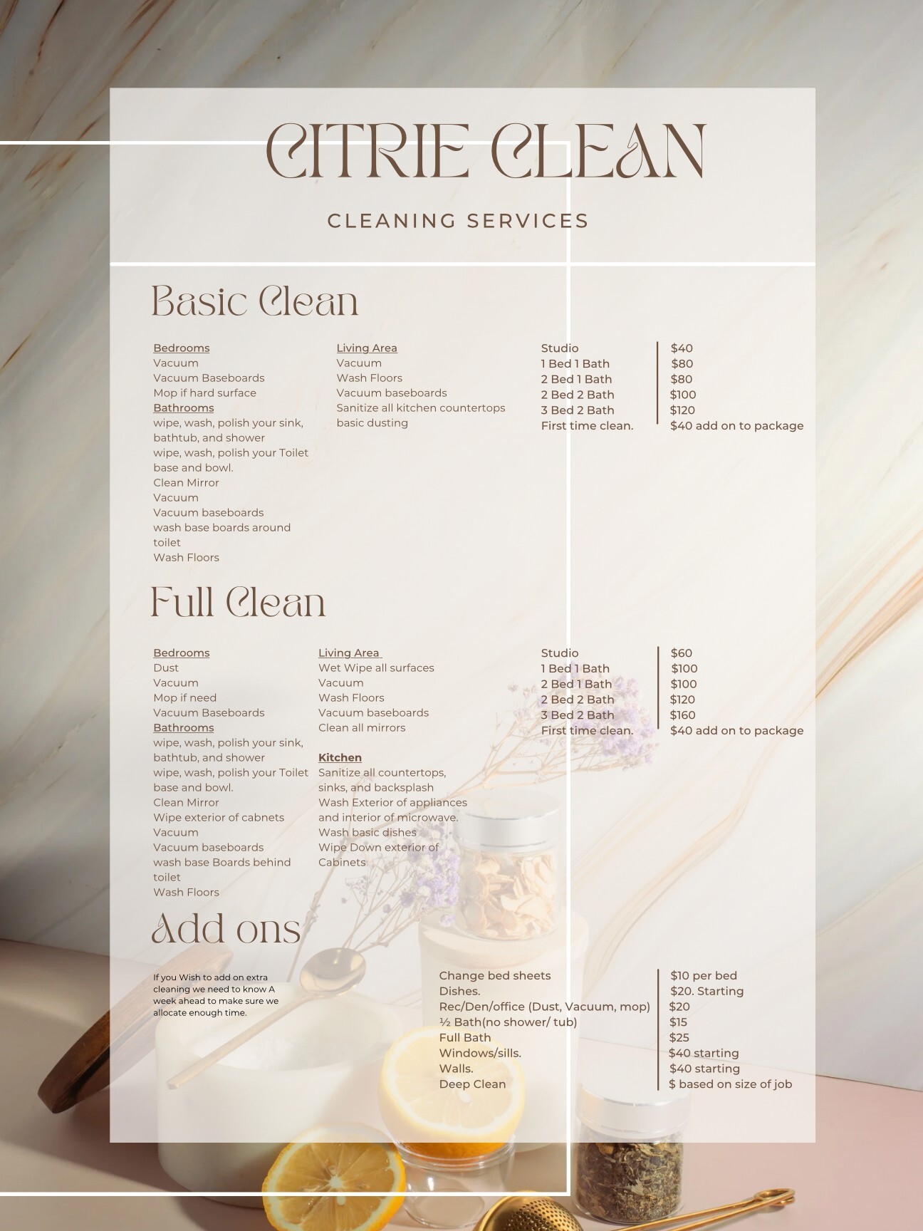 cleaning  list